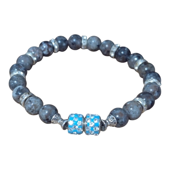 Handcrafted Flame Stone And Glass Bead Bracelet UV Reactive Stones - Picture 2 of 3